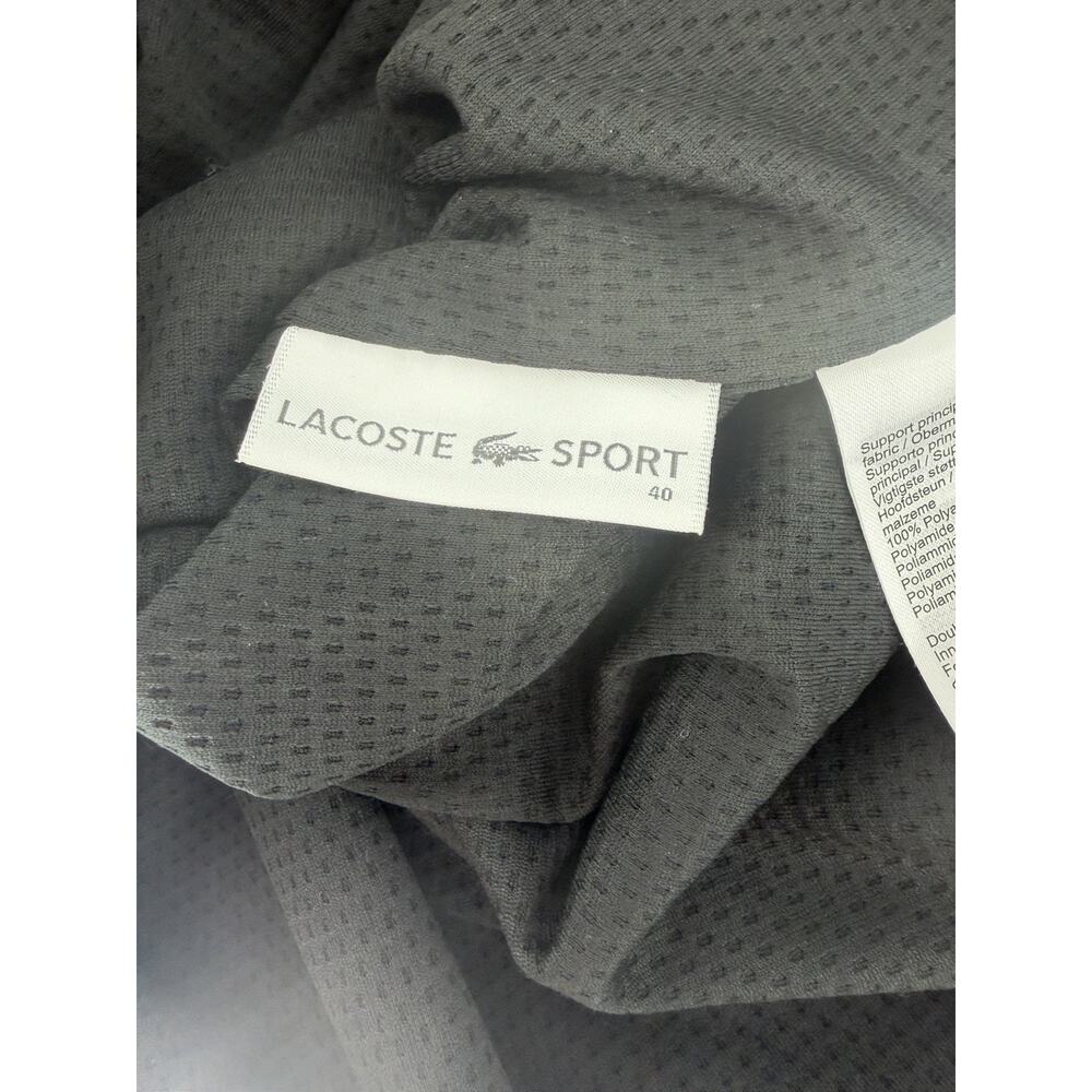 Lacoste Sport Womens Light Zippered Tennis Jacket Windbreaker Hood Black Size 40 - Picture 9 of 10